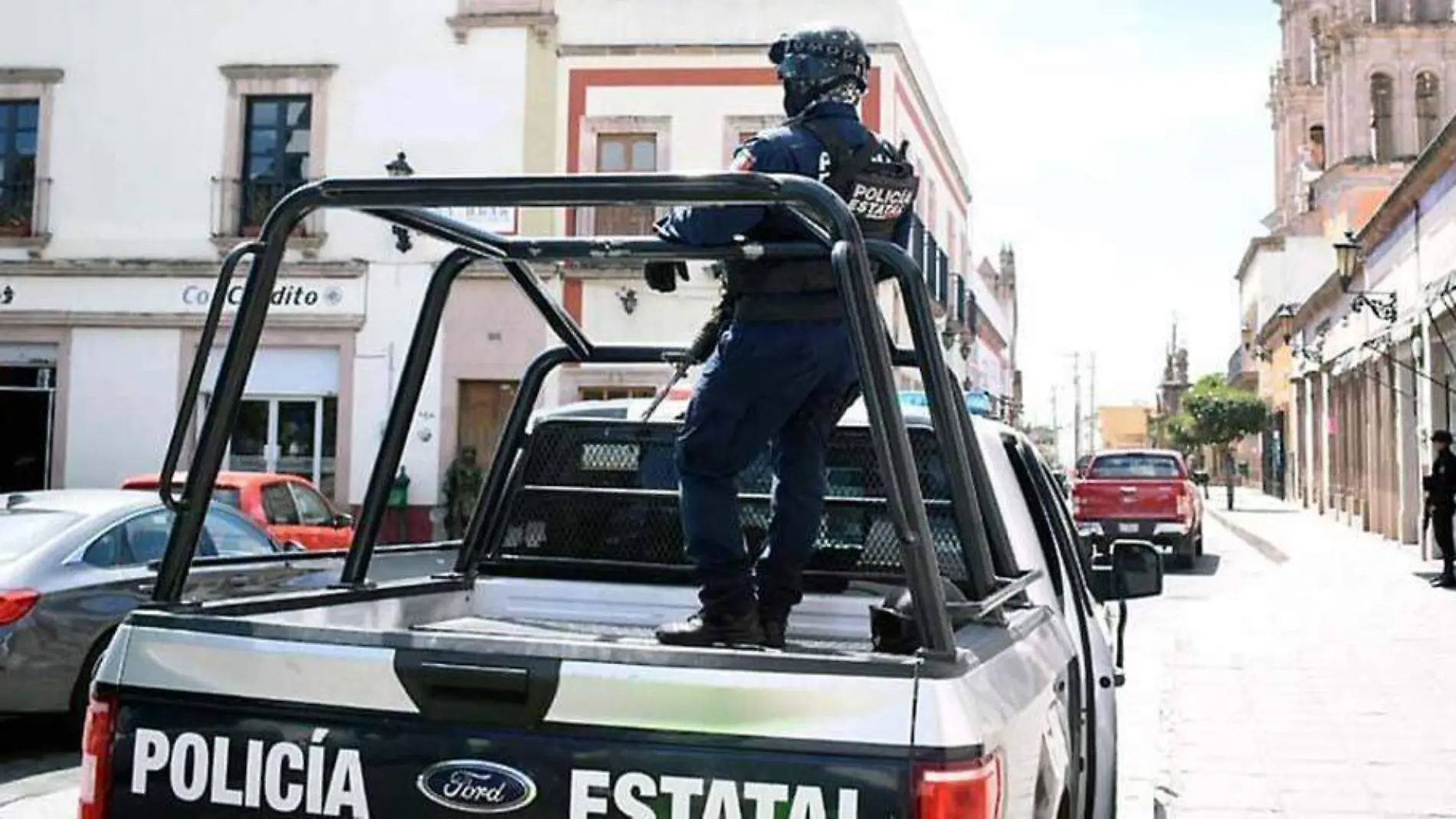 Policía Estatal en el centro de Jerez, Zacatecas